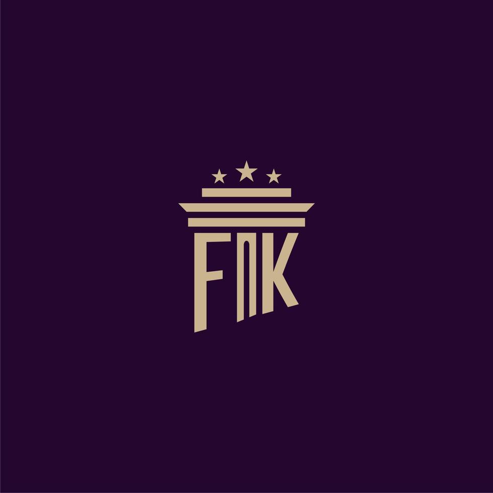 fk anfängliches Monogramm-Logo-Design für Anwaltskanzleianwälte mit Säulenvektorbild vektor