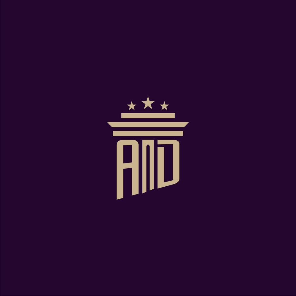 Anfangsmonogramm-Logodesign der Anzeige für Anwaltskanzleianwälte mit Säulenvektorbild vektor
