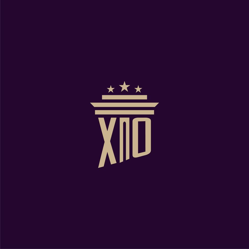xo Initial Monogram Logo Design für Anwaltskanzleianwälte mit Säulenvektorbild vektor
