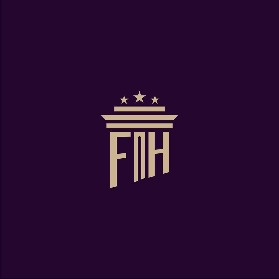fh första monogram logotyp design för advokatbyrå advokater med pelare vektor bild