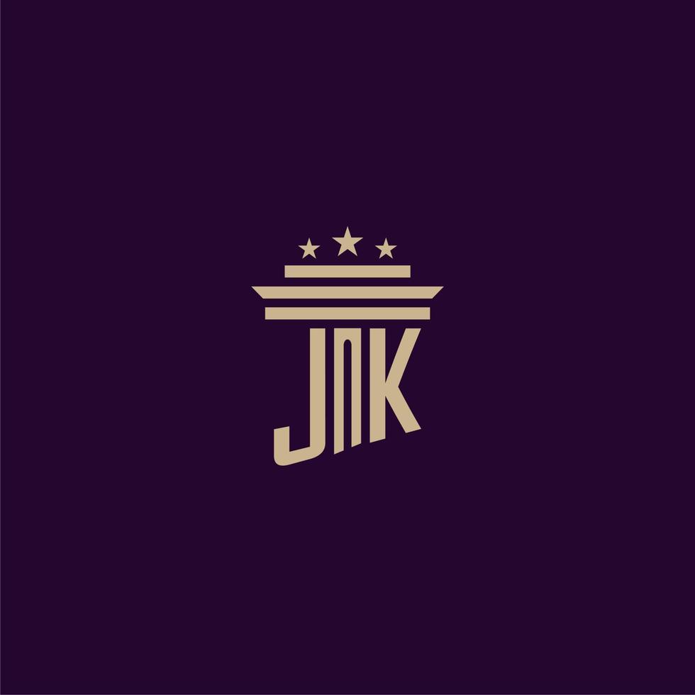 jk anfängliches Monogramm-Logo-Design für Anwaltskanzleianwälte mit Säulenvektorbild vektor