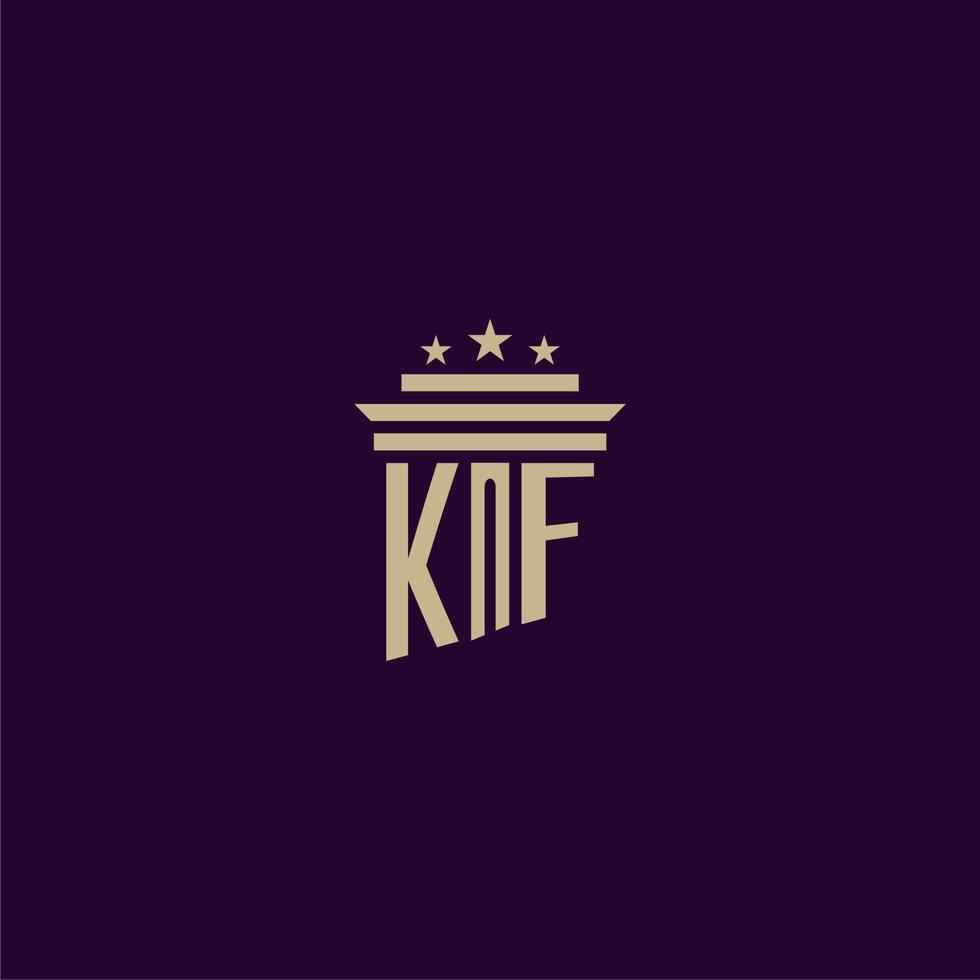 K F första monogram logotyp design för advokatbyrå advokater med pelare vektor bild