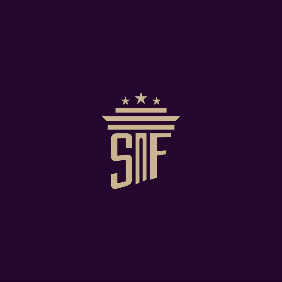 sf anfängliches Monogramm-Logo-Design für Anwaltskanzleianwälte mit Säulenvektorbild vektor