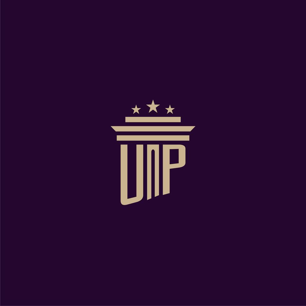 Up anfängliches Monogramm-Logo-Design für Anwaltskanzleianwälte mit Säulenvektorbild vektor