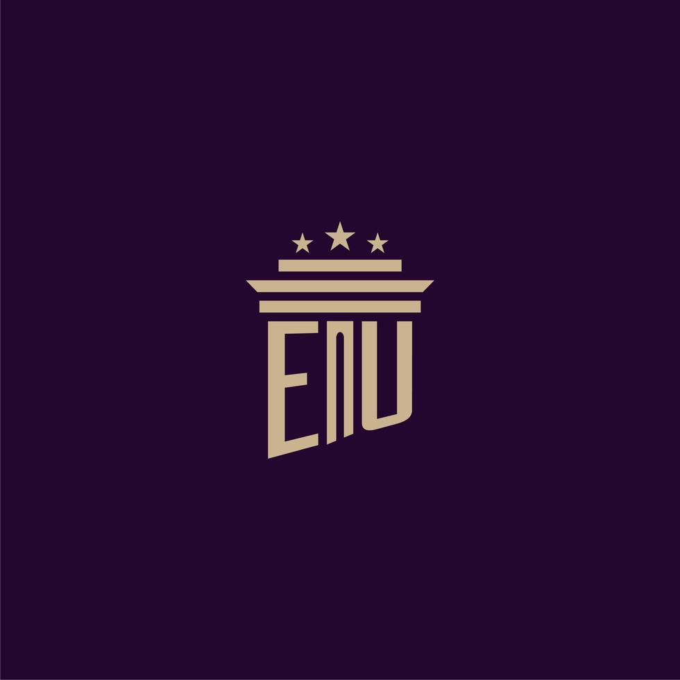 eu-anfangsmonogramm-logo-design für anwaltskanzleianwälte mit säulenvektorbild vektor