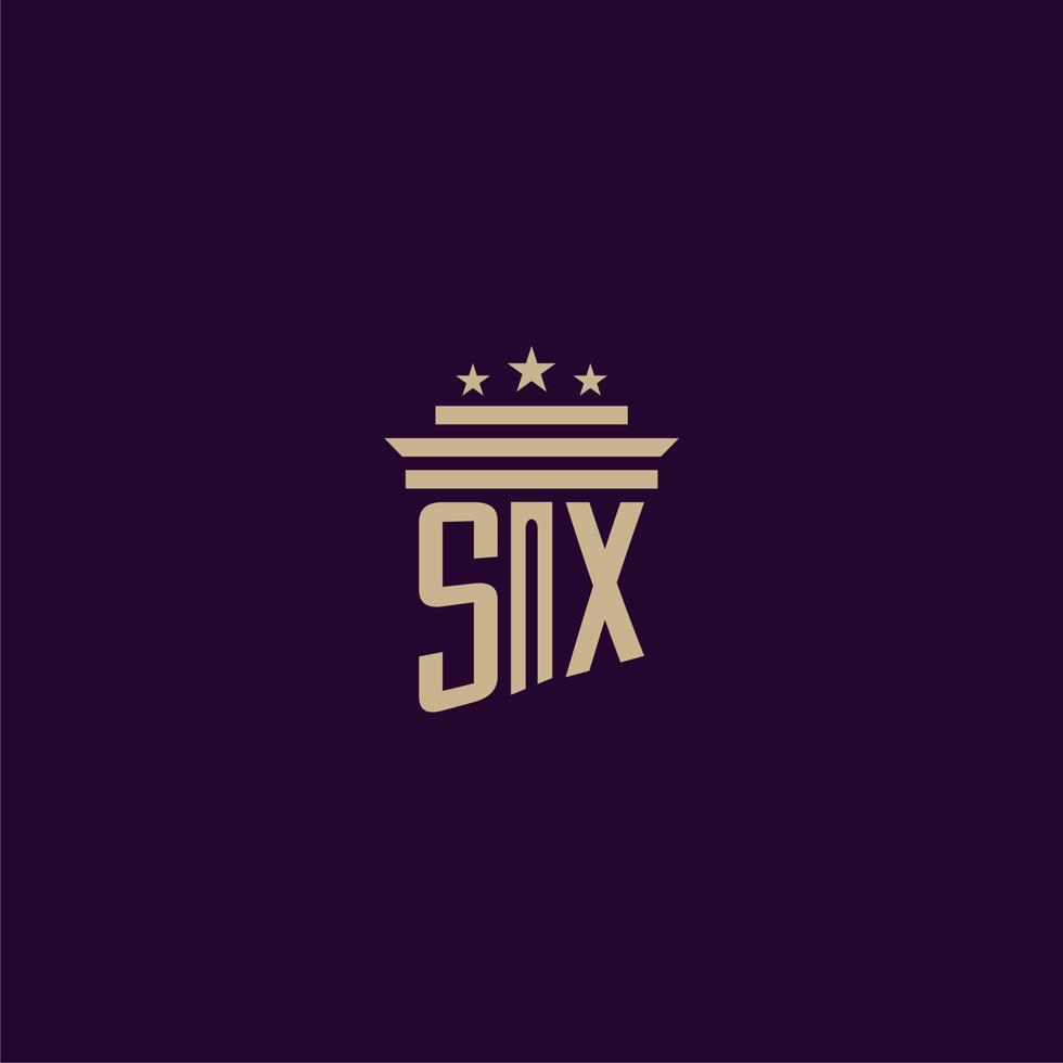 sx första monogram logotyp design för advokatbyrå advokater med pelare vektor bild