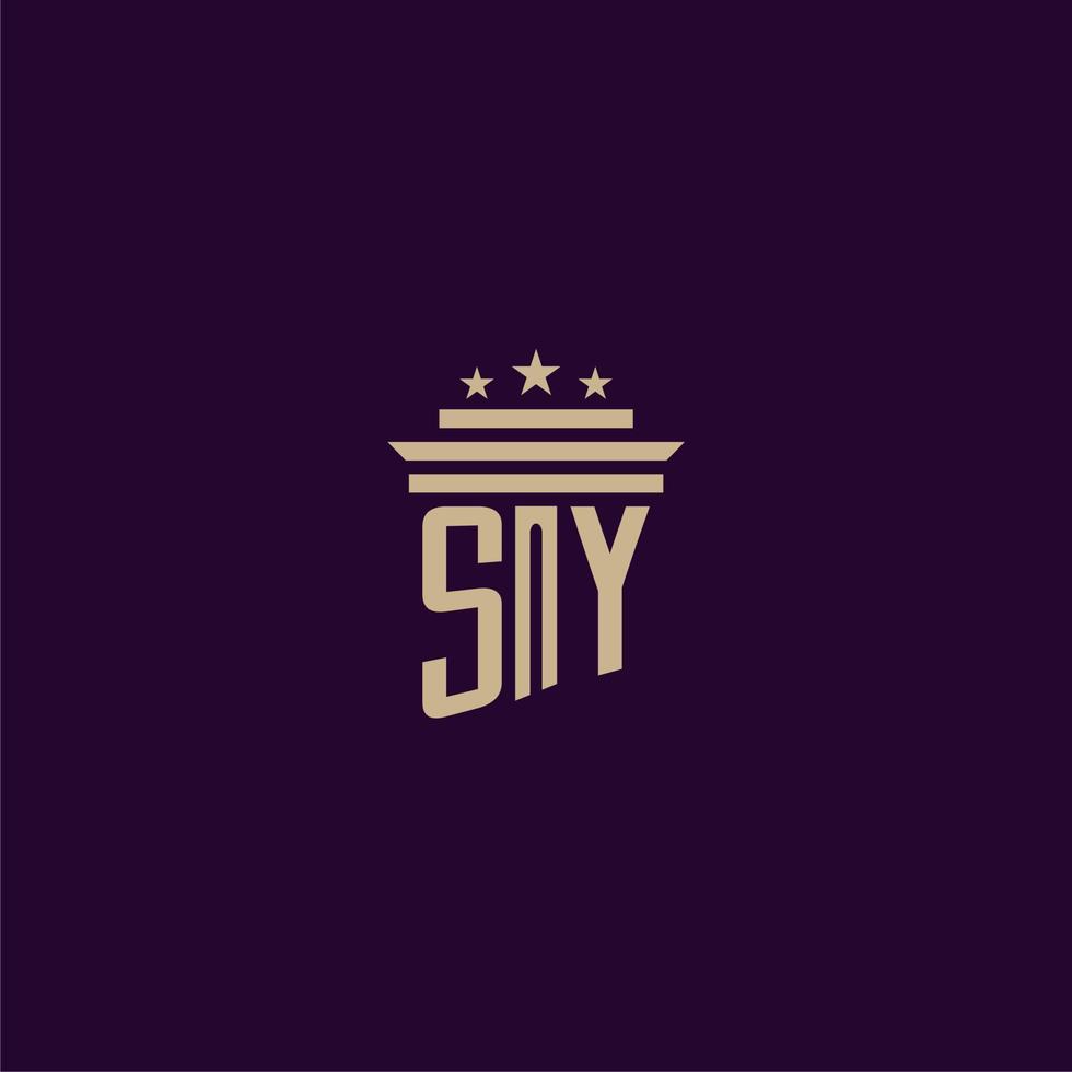 sy anfängliches Monogramm-Logo-Design für Anwaltskanzleianwälte mit Säulenvektorbild vektor