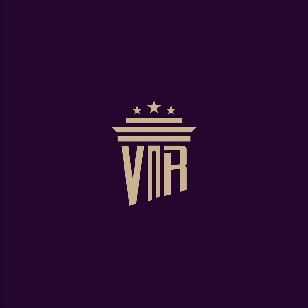 Vr-Anfangsmonogramm-Logo-Design für Anwaltskanzleianwälte mit Säulenvektorbild vektor