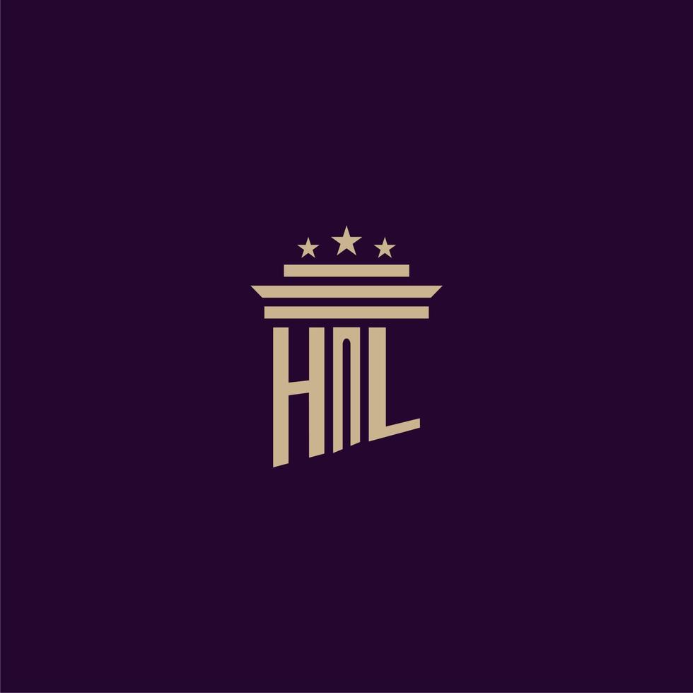 hl första monogram logotyp design för advokatbyrå advokater med pelare vektor bild