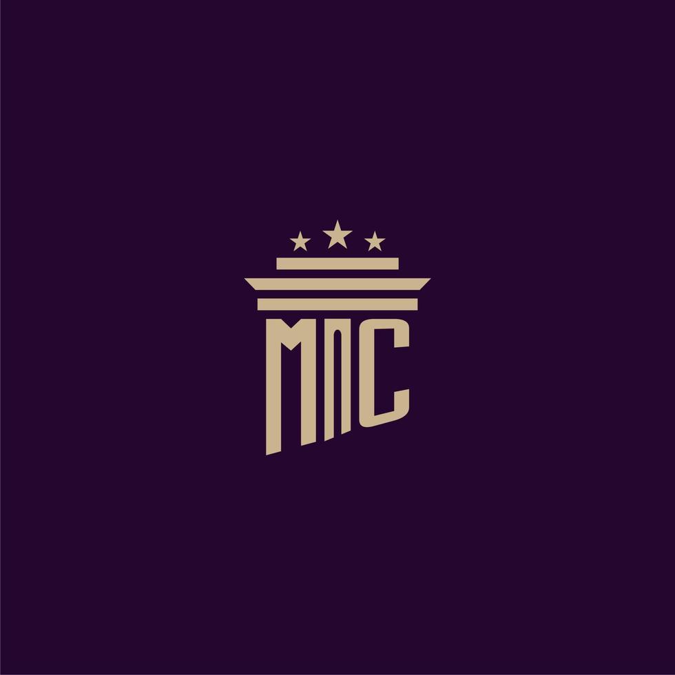 mc anfängliches Monogramm-Logo-Design für Anwaltskanzleianwälte mit Säulenvektorbild vektor