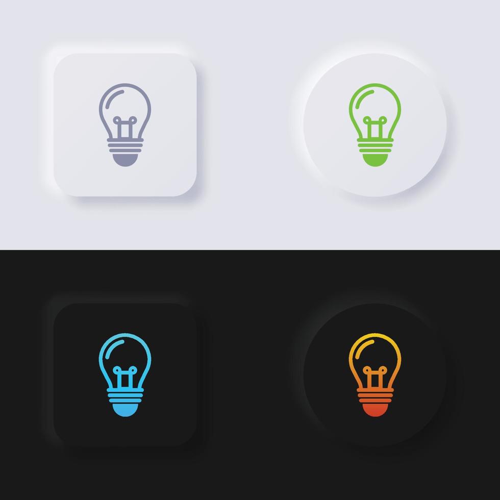 glödlampa ikon uppsättning, Flerfärgad neumorphism knapp mjuk ui design för webb design, Ansökan ui och Mer, knapp, vektor. vektor