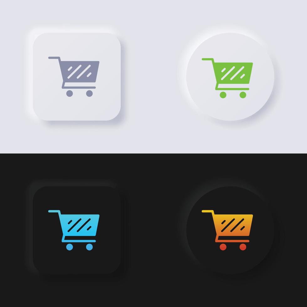 Einkaufswagen-Icon-Set, mehrfarbiger Neumorphismus-Button Soft-UI-Design für Webdesign, Anwendungs-UI und mehr, Button, Vektor. vektor