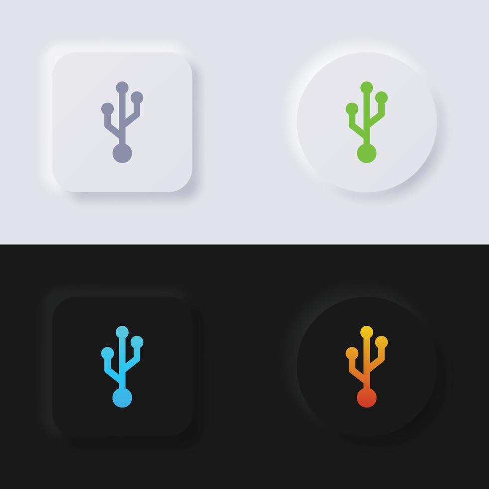 uSB symbol ikon uppsättning, Flerfärgad neumorphism knapp mjuk ui design för webb design, Ansökan ui och Mer, knapp, vektor. vektor