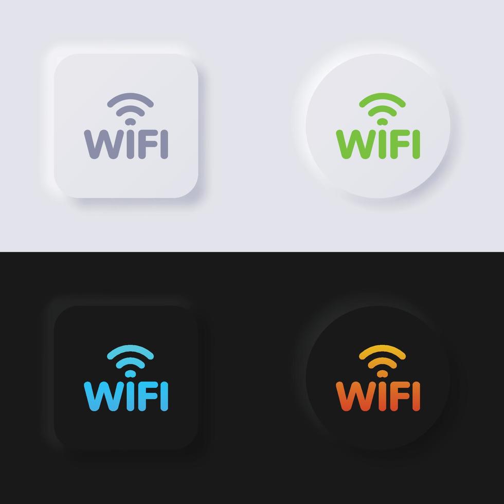 Symbolsatz für Internet-Signalwellen, mehrfarbiger Neumorphismus-Button, weiches UI-Design für Webdesign, Anwendungs-UI und mehr, Button, Vektor. vektor