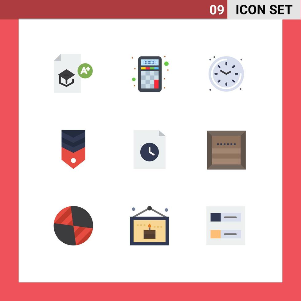 mobil gränssnitt platt Färg uppsättning av 9 piktogram av märka rang utbildning militär Kolla på redigerbar vektor design element