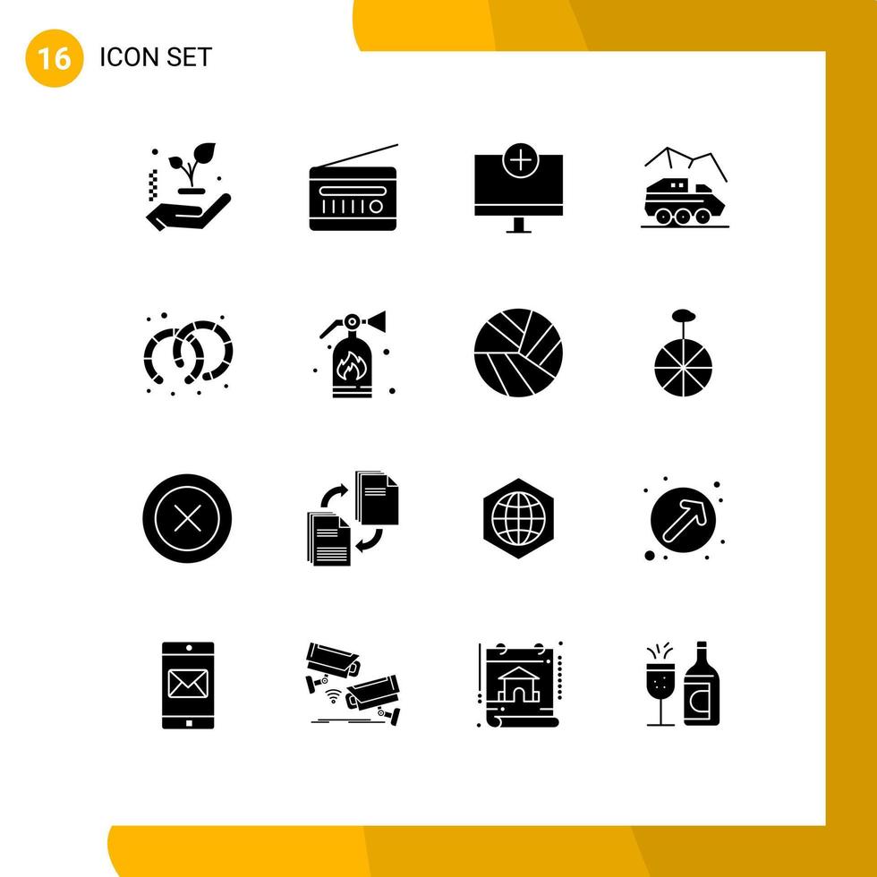 uppsättning av 16 modern ui ikoner symboler tecken för transport rover Lägg till planet hårdvara redigerbar vektor design element