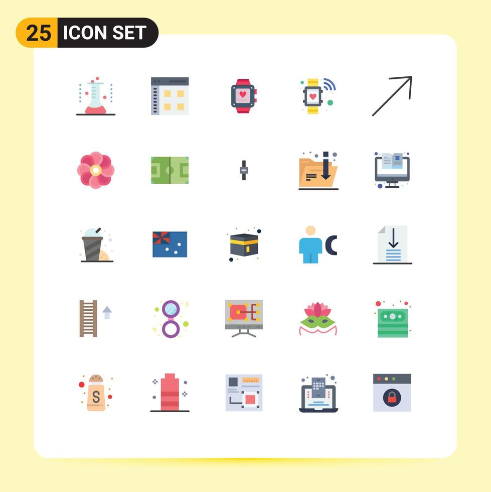 grupp av 25 modern platt färger uppsättning för smart Kolla på hjärta användare konditionsträning hjärta redigerbar vektor design element