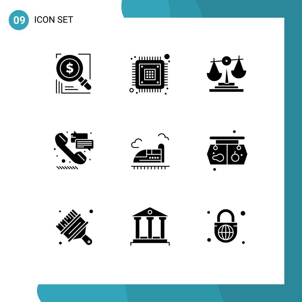 uppsättning av 9 modern ui ikoner symboler tecken för ring upp telefon kryptering hjälp beslut redigerbar vektor design element