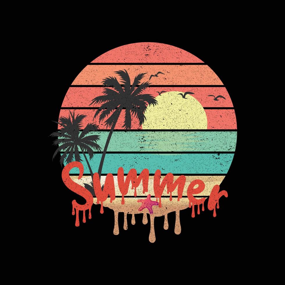 sommar typografi design, t-shirt design, hav strand t-shirt vektor mall