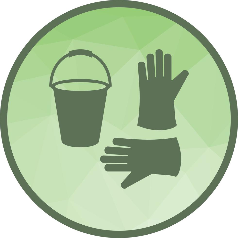 Eimer und Handschuhe Low-Poly-Hintergrundsymbol vektor