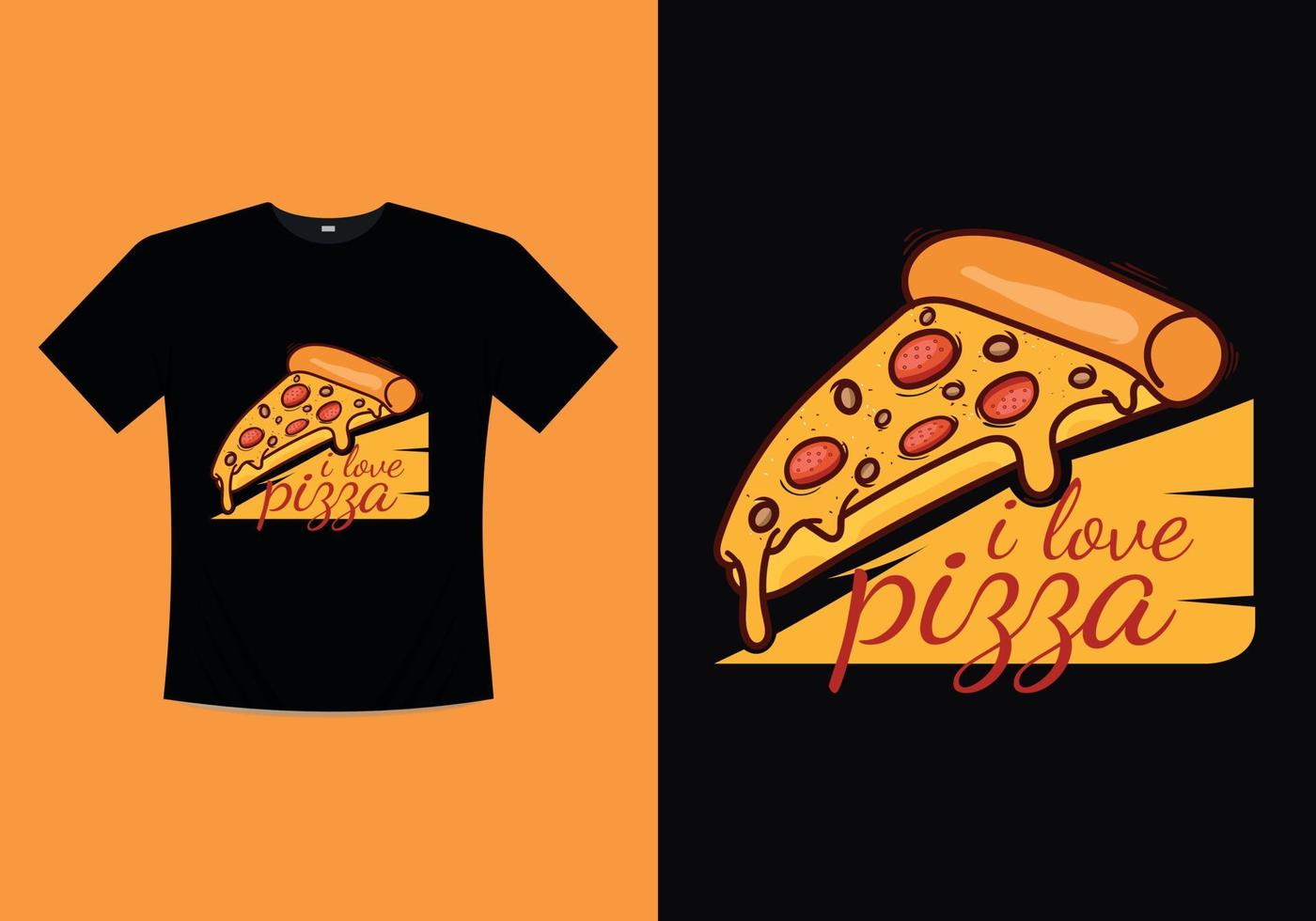 modernes Pizza-T-Shirt-Druckvorlagendesign. Cartoon-Pizza-Boxer-Pop-Art-Stil. Pizzaschneider-Terror, Aufkleber, Web, Banner, Karten, Poster und Telefontapeten vektor