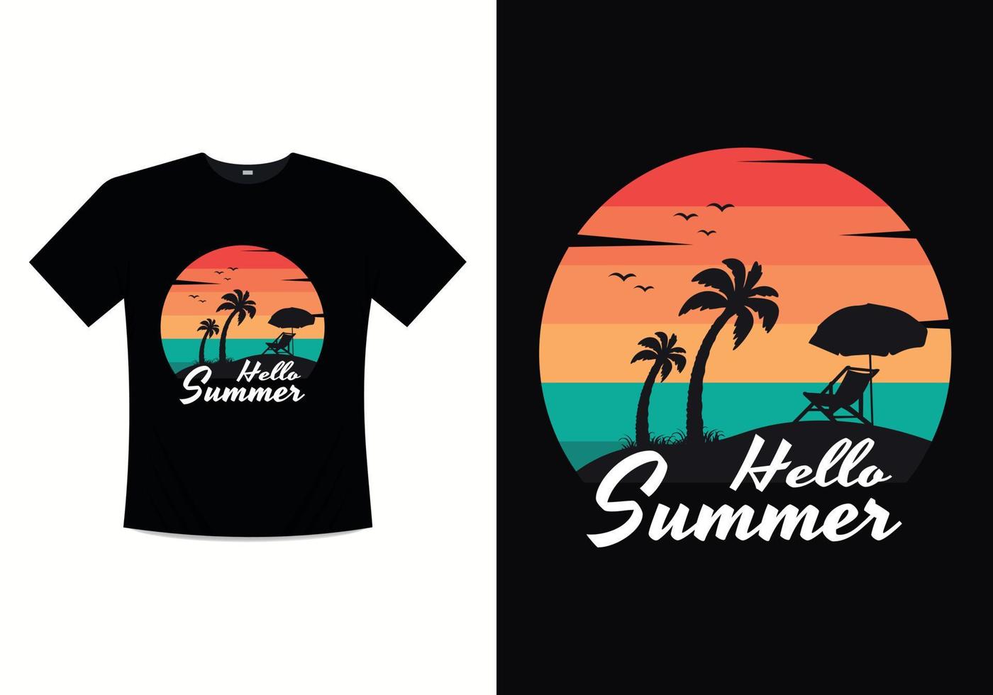 Sommerstrandlinie beunruhigtes Vektor-T-Shirt-Design mit Palmen-Silhouetten-Illustration, für T-Shirt-Druck und andere Verwendungen. vektor