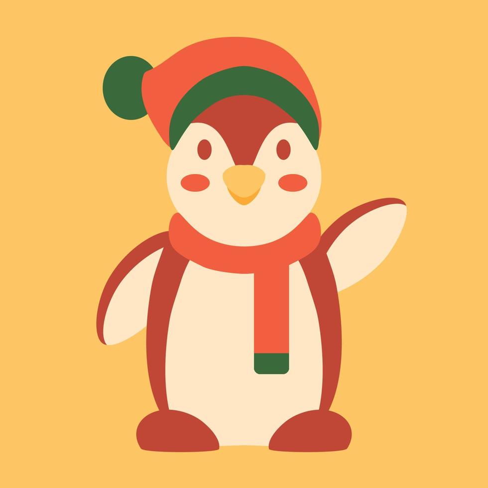 glad jul och Lycklig ny yer kort med pingvin vektor