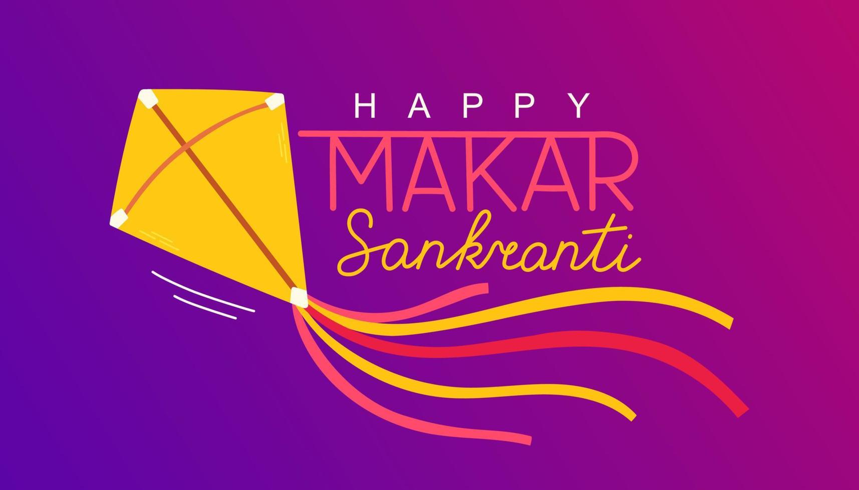 Happy Makar Sankranti Vektordesign Hintergrundbild mit bunter Drachenschnur für das Festival von Indien vektor