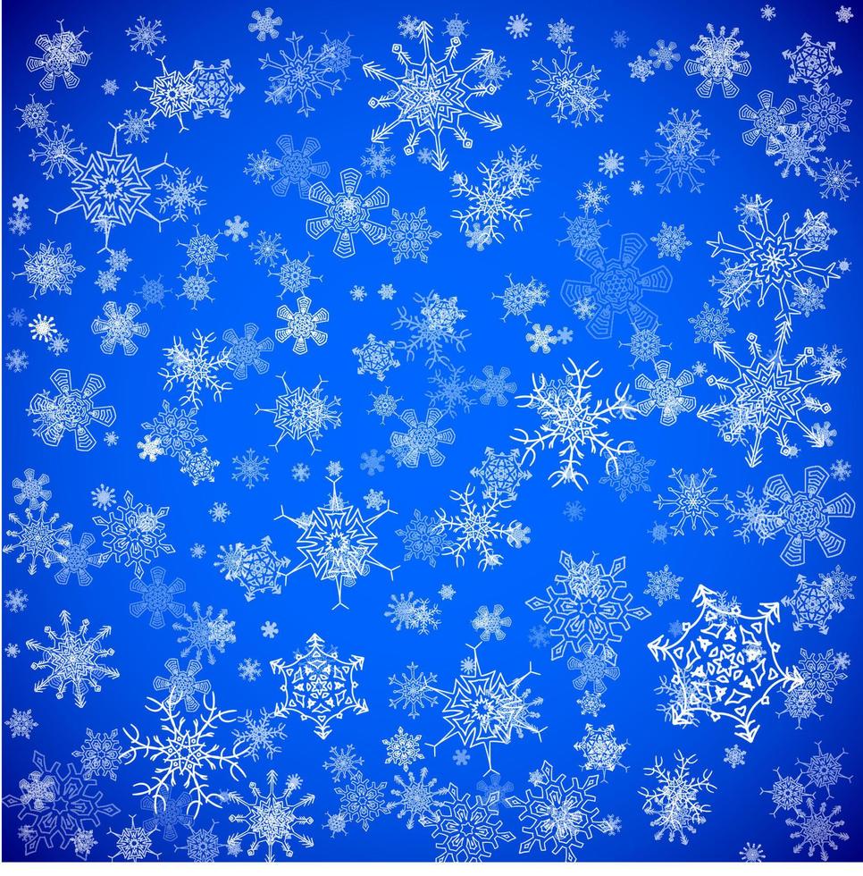blaues nahtloses weihnachtsmuster mit verschiedenen fallenden schneeflocken vektor