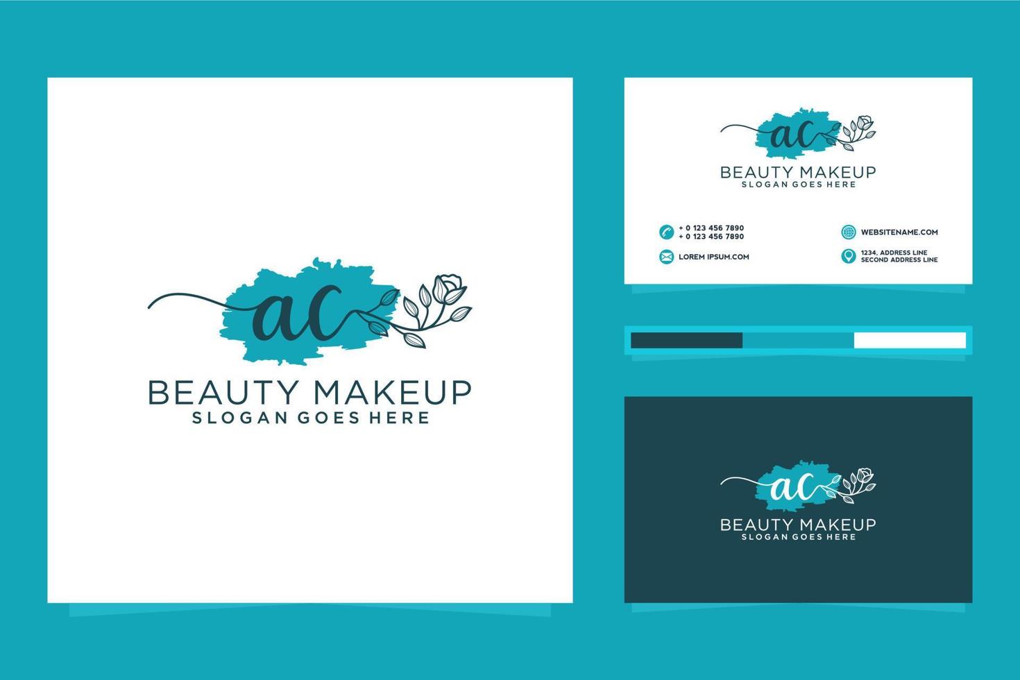 första ac feminin logotyp samlingar och företag kort templat premie vektor