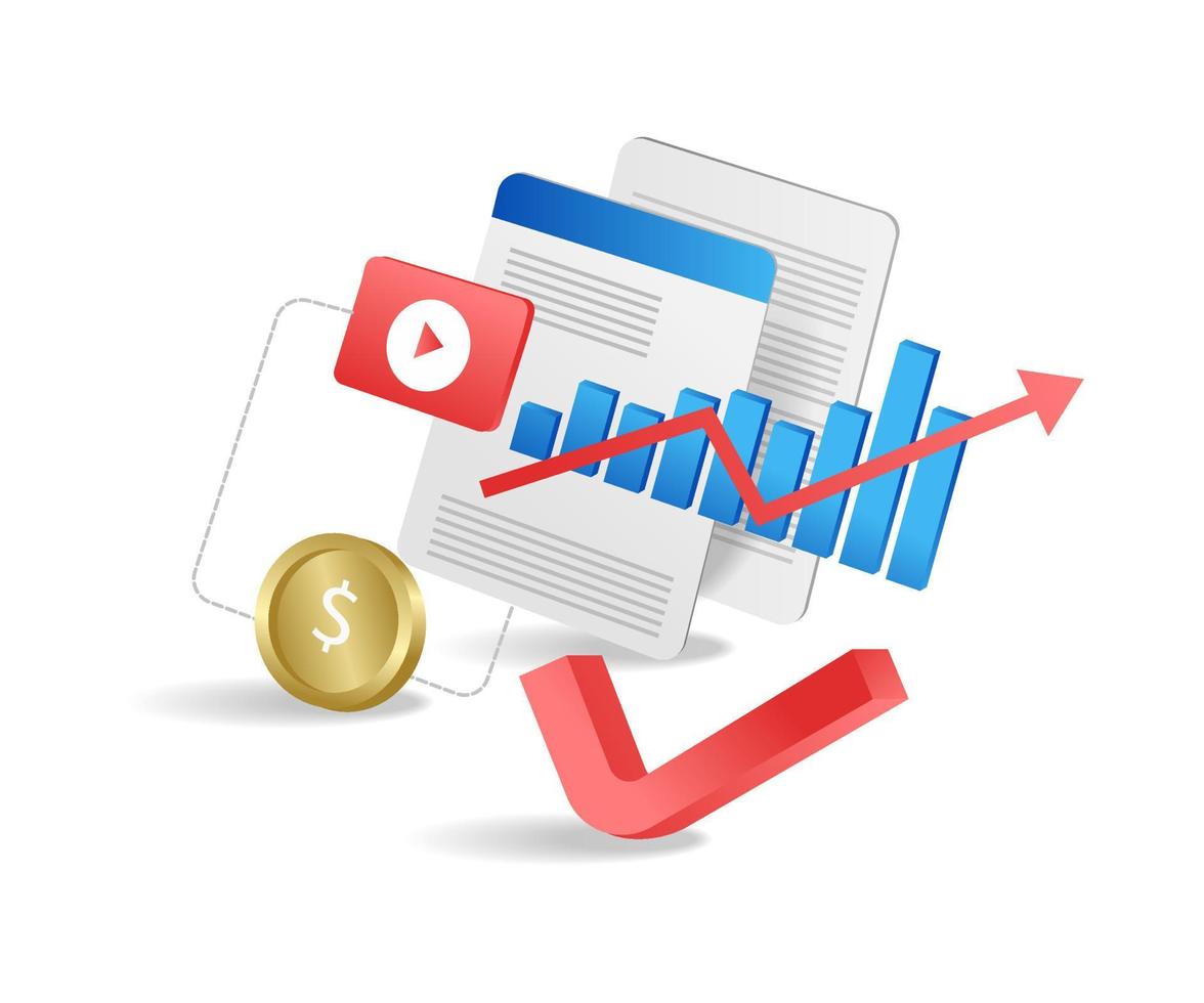 flache isometrische 3d-illustration investitionsgeschäftsdatenanalyst vektor