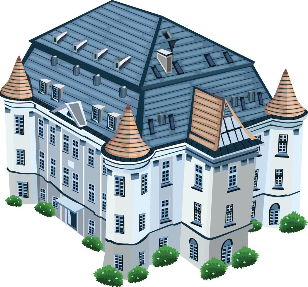 hausfassade mit türen und fenstern, karikaturvektorillustration. vektor