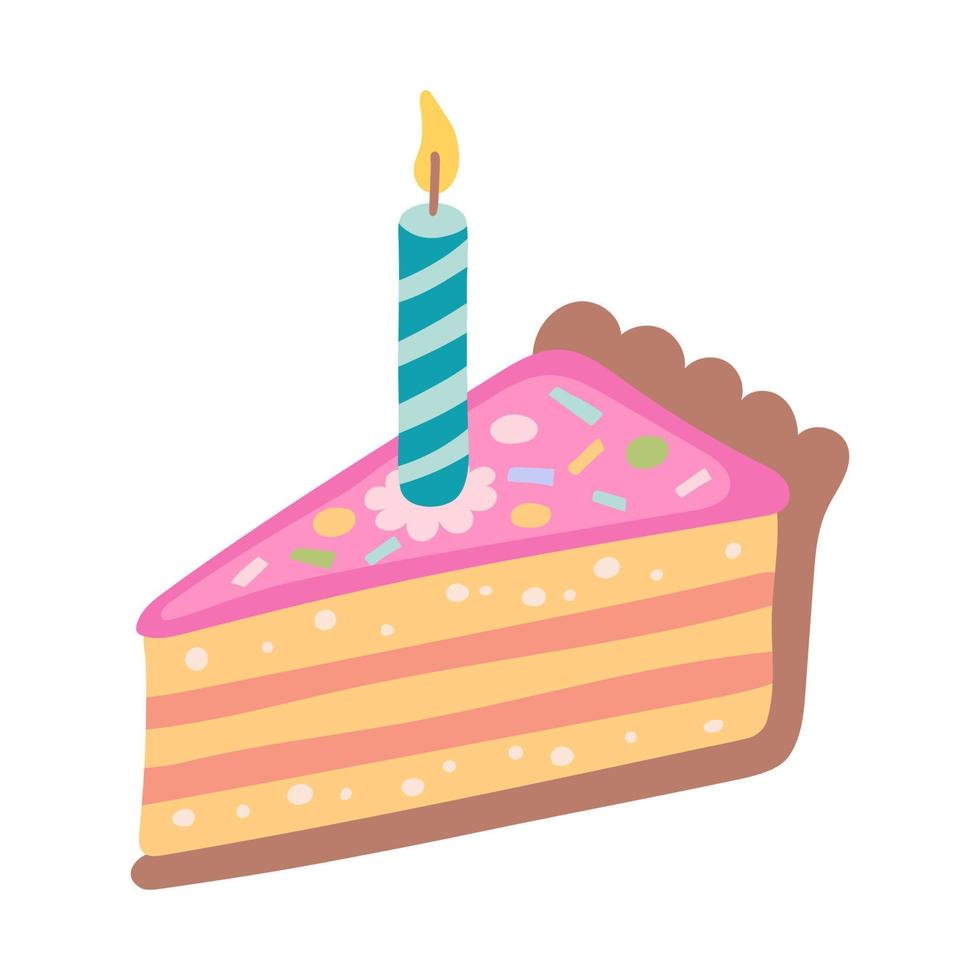 dekorera födelsedag kaka med belysning ljus. Lycklig födelsedag kort. vektor illustration