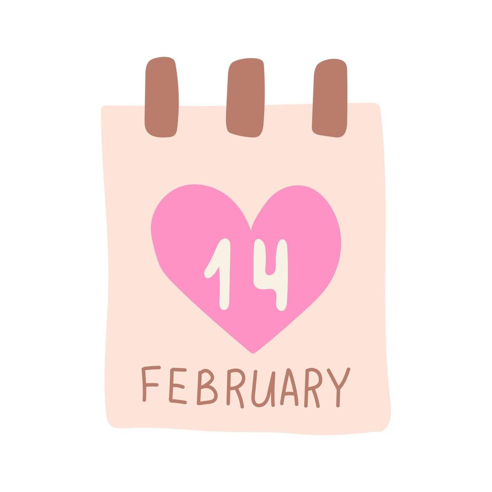 Flip-Kalender mit dem Datum 14. Februar. Valentinstagskarte. Vektor-Illustration vektor