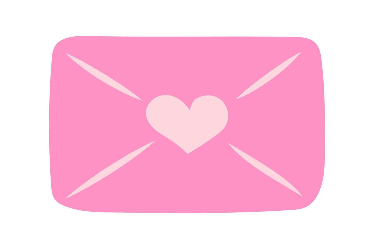 versiegelter rosa Umschlag mit Herz. Valentinstag-Karte. Vektor-Illustration vektor