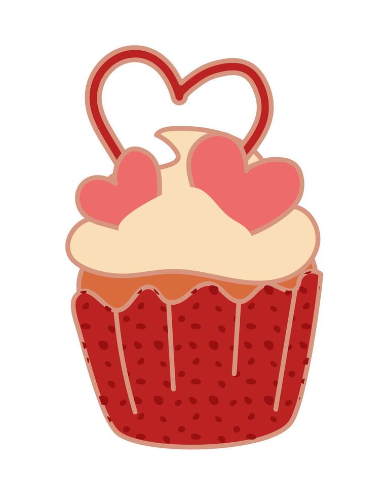 süße einzelne Cupcakes. cremige Muffins mit Dekoration. leckeres Essen. Süßwaren. Vektor-Illustration von süßem Gebäck auf weißem Hintergrund. Illustration für eine Postkarte vektor