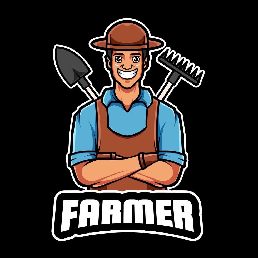 Farmer Zeichentrickfigur Maskottchen Logo vektor