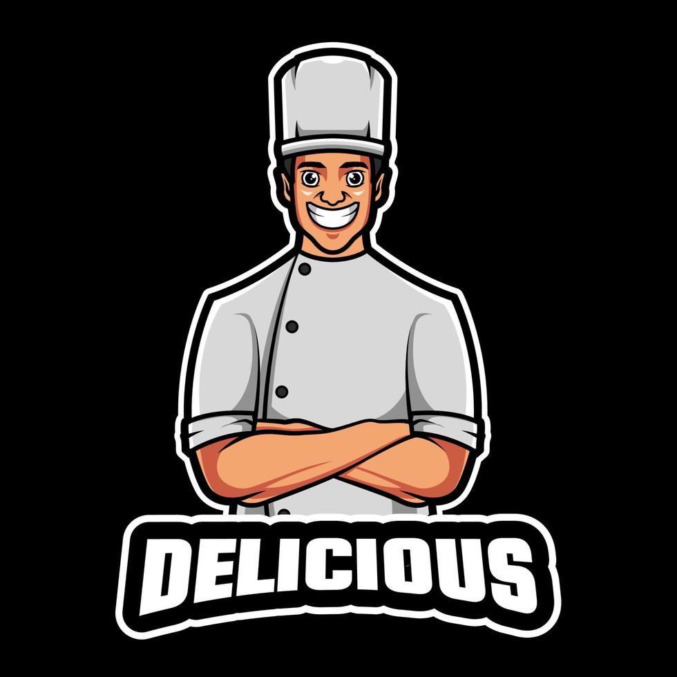 chef-cartoon-charakter-maskottchen-logo vektor