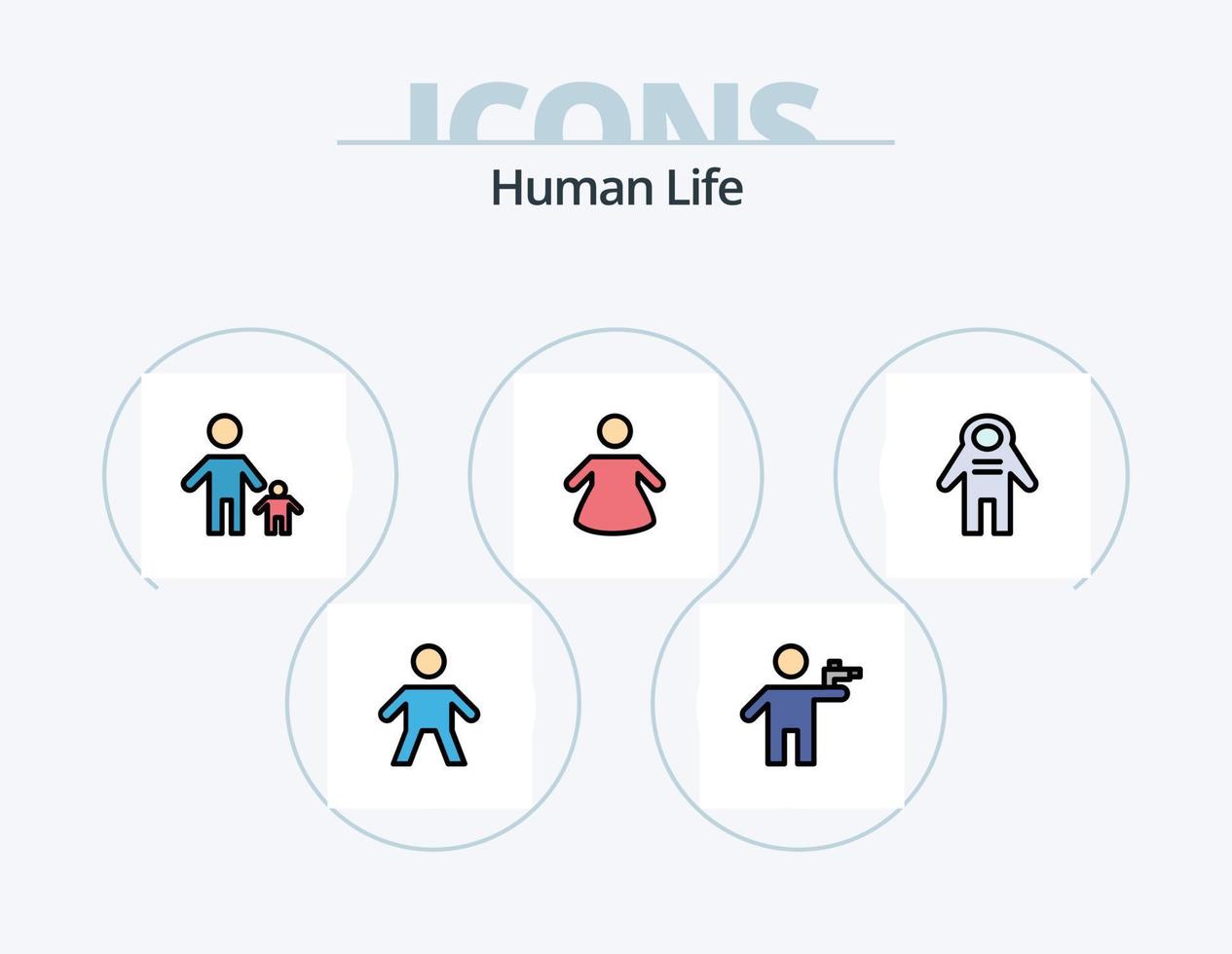 mänsklig linje fylld ikon packa 5 ikon design. människor. säng. mänsklig. arbetstagare. kontor vektor