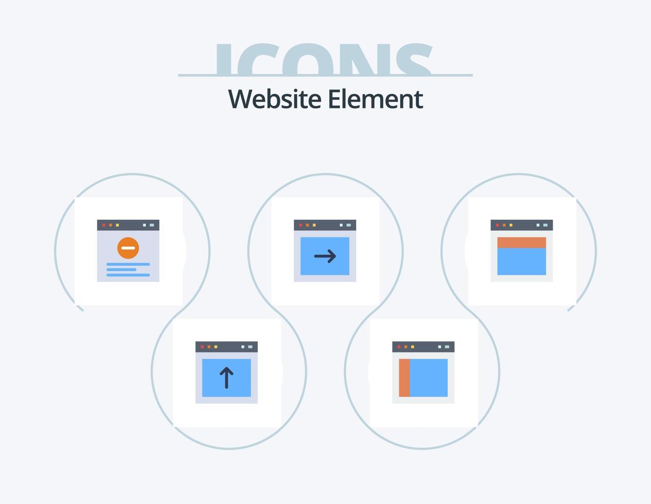 Website-Element flach Icon Pack 5 Icon-Design. Layout. Webseite. Webseite. Rechts. Pfeil vektor