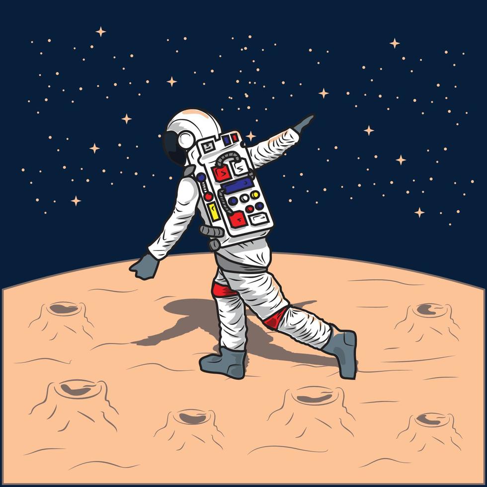 vektor illustration - astronauter flygande tycka om en fågel på de måne - platt tecknad serie stil