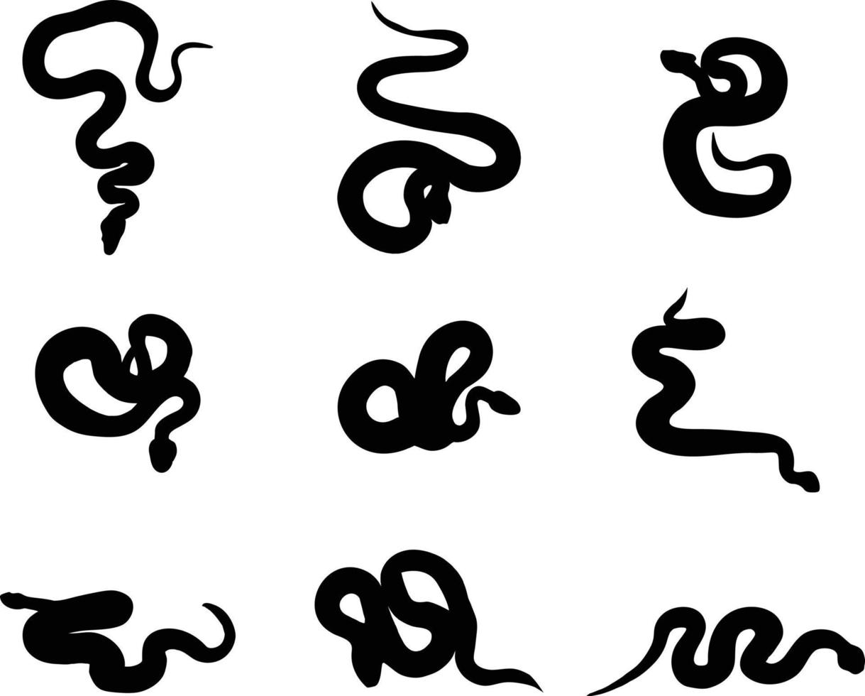 eine Sammlung von Schlangen in verschiedenen Positionen vektor