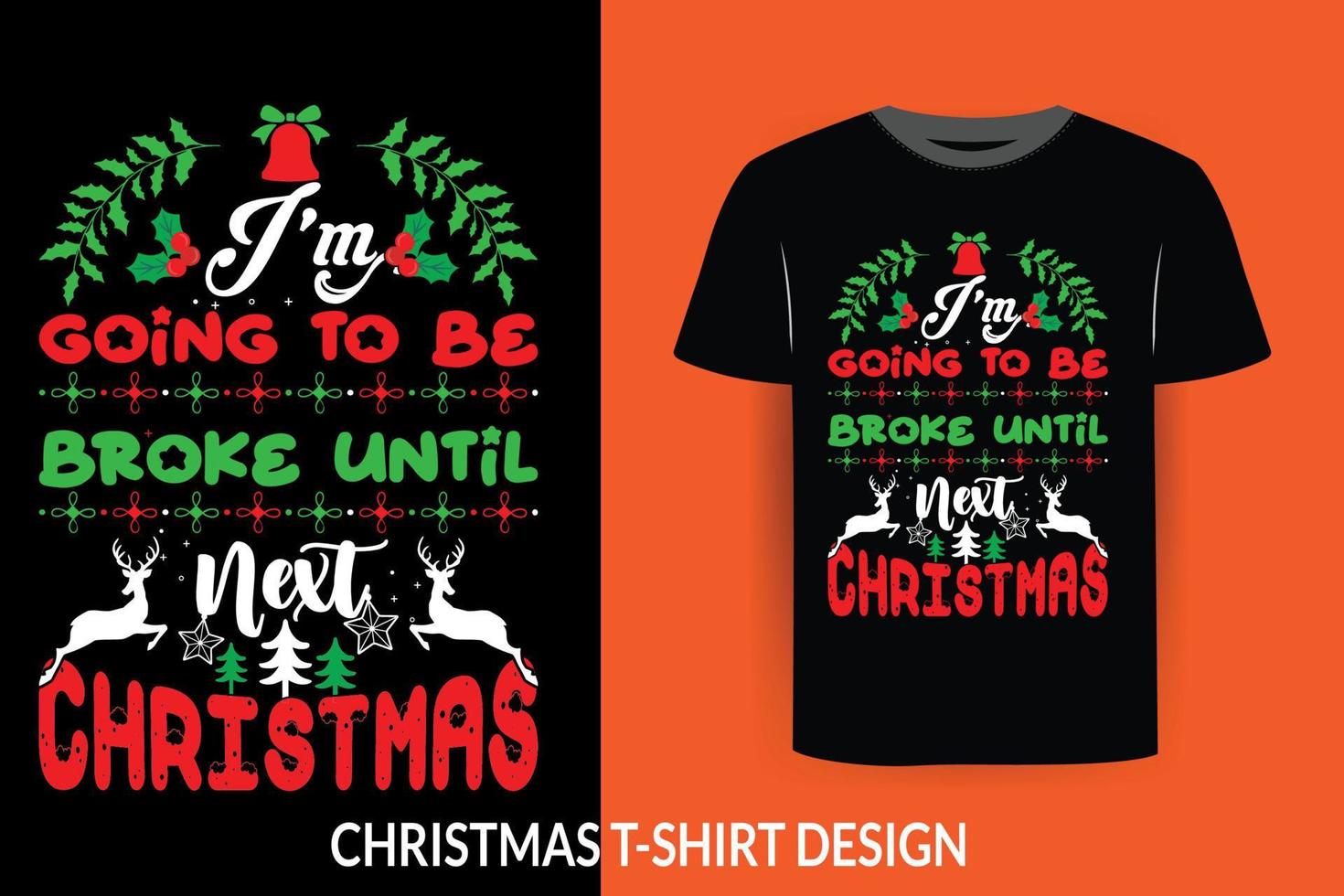 Weihnachtsdruck fertiges T-Shirt-Design vektor