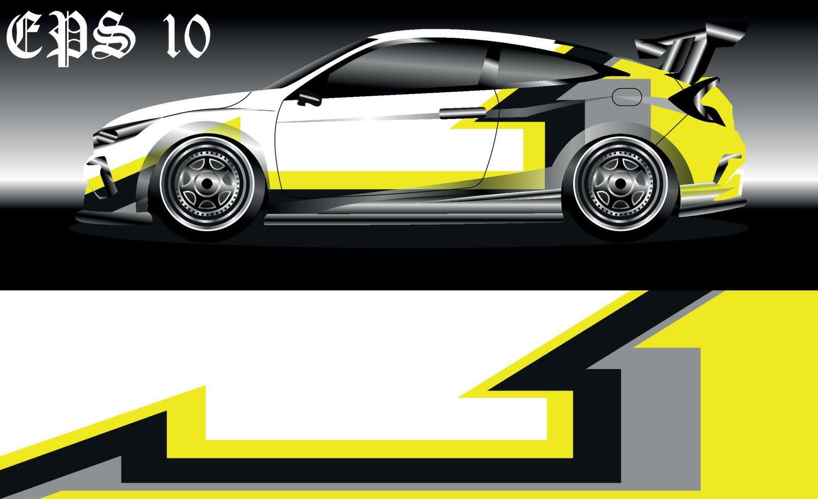 Rennwagen-Wrap-Design-Vektor. grafische abstrakte Streifen-Rennhintergrund-Kit-Designs für Wrap-Fahrzeuge, Rennwagen, Rallyes, Abenteuer und Lackierungen vektor