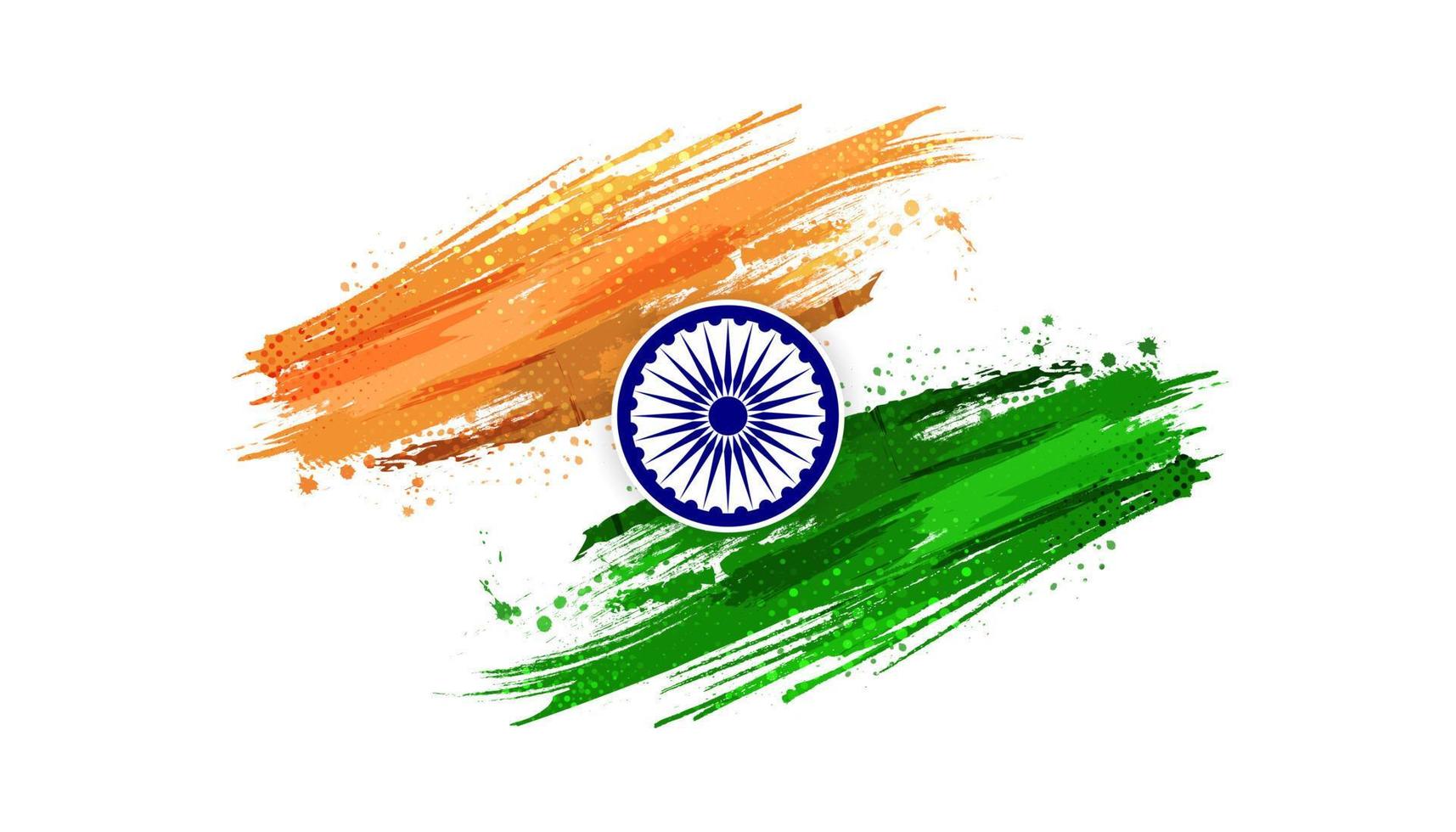 Indien flagga bakgrund med borsta stil och halvton effekt. indisk tricolor nationell flagga illustration med grunge begrepp vektor