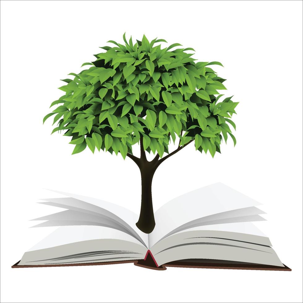 bok av natur med gräs och träd tillväxt på den över vit blå bakgrund vektor