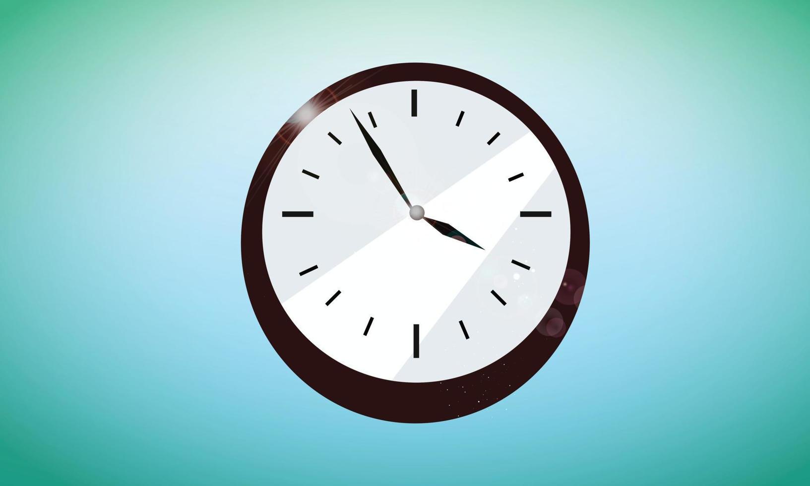 weißes Uhrensymbol flaches Design für Apps und Website, trendige Bürouhr mit Schatten auf blauem Hintergrund. Vektor-Illustration vektor