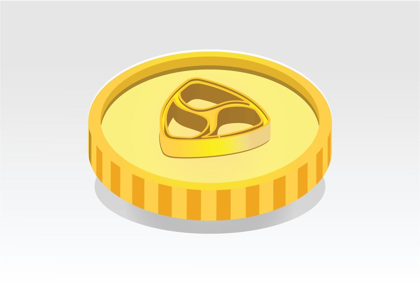 isometrische moderne hochdetaillierte goldtoken-kryptowährungsmünzenlogoillustration vektor