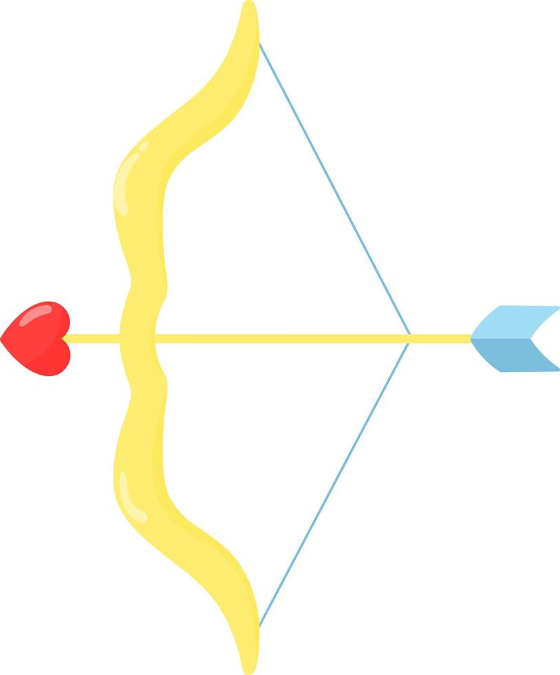 Amors Pfeil und Bogen isoliert auf weiß. vektorillustration im flachen stil. vektor