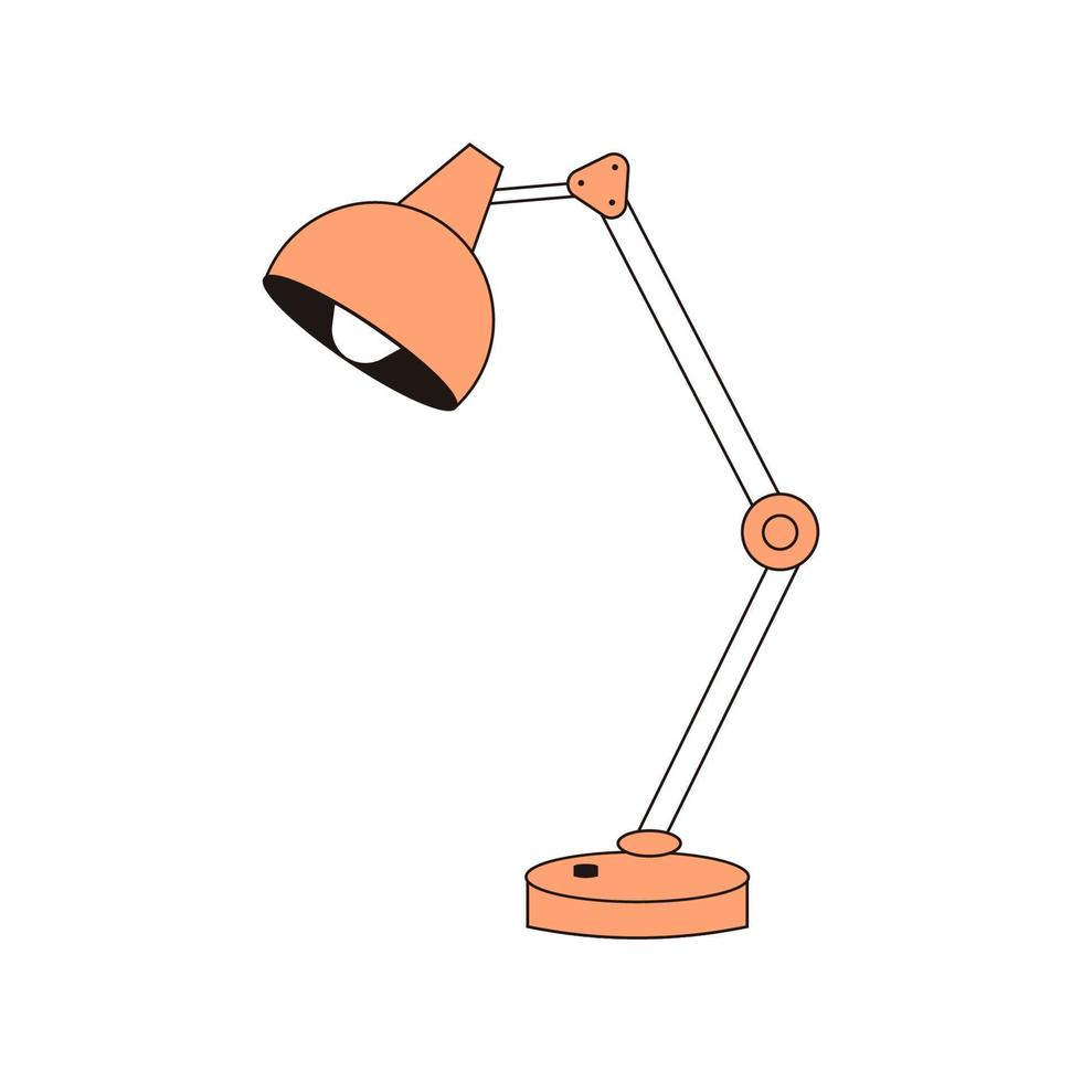 Ble-Lampe isoliert auf weißem Hintergrund. Einrichtungsgegenstand zur Beleuchtung eines Raumes, Büros. Vektor handgezeichnete Illustration Strichzeichnungen.